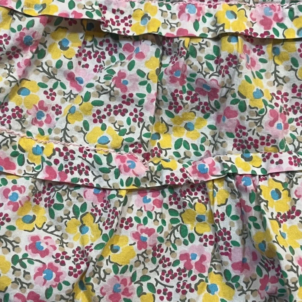 OshKosh Bgosh Baby Girls 18M Denim Floral Ruffle Tiered Bib Overall Dress Blue